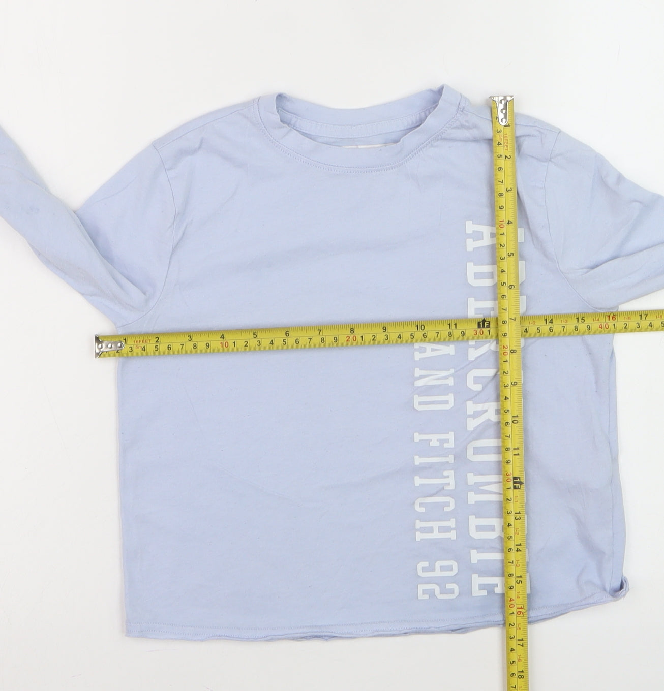Abercrombie & Fitch Kids Girls Blue Long Sleeve Crew Neck Graphic T-Shirt 7-8 Years