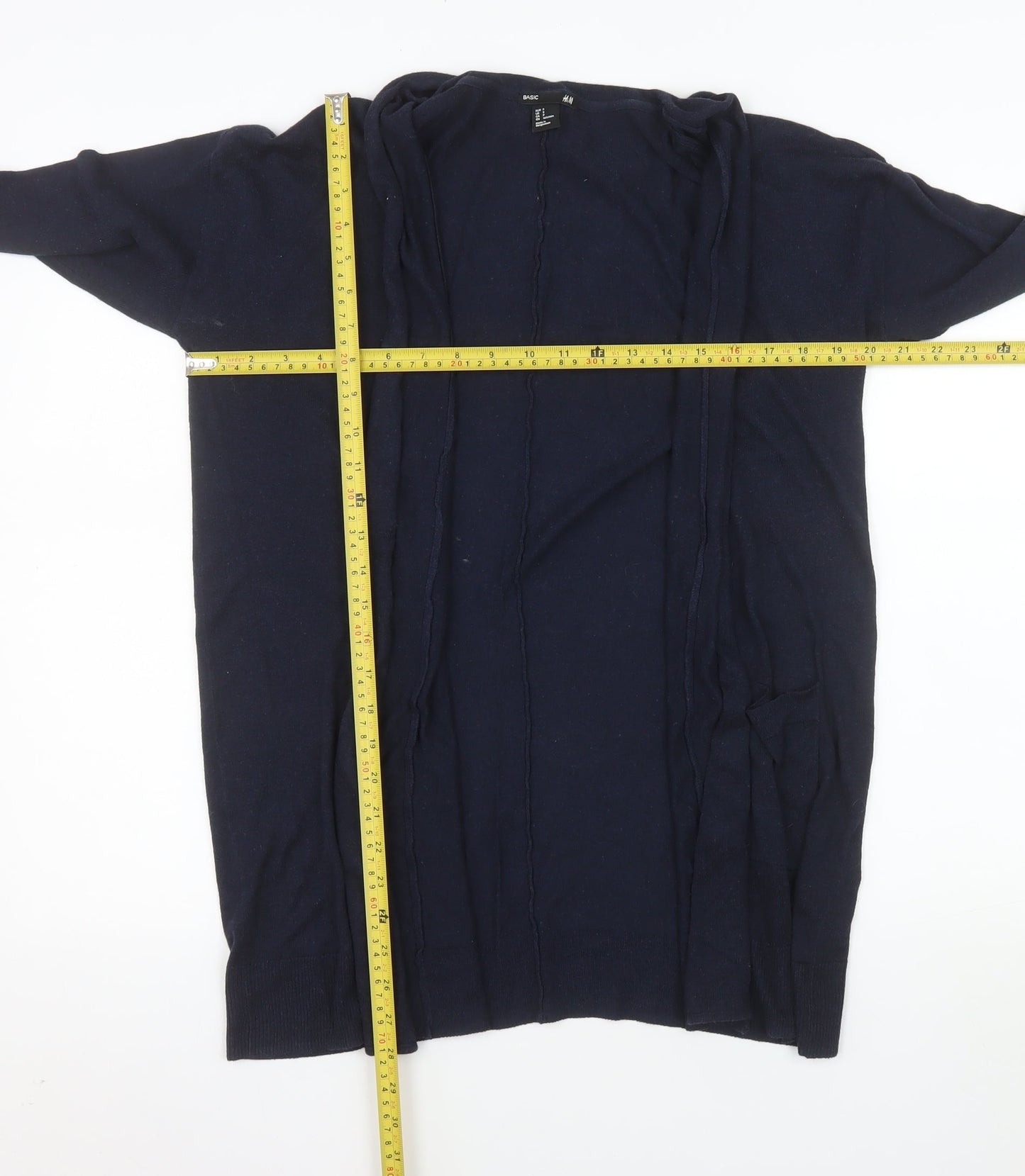 H&M Women’s Blue Longline Open Knit Cardigan Size 8