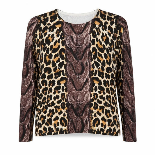 Milano Design Women's Multicoloured Animal Print Long Sleeve Top Size 10