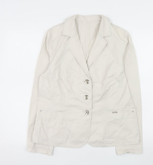 Artex-t Women Beige Cotton Blend Tailored Blazer UK 16
