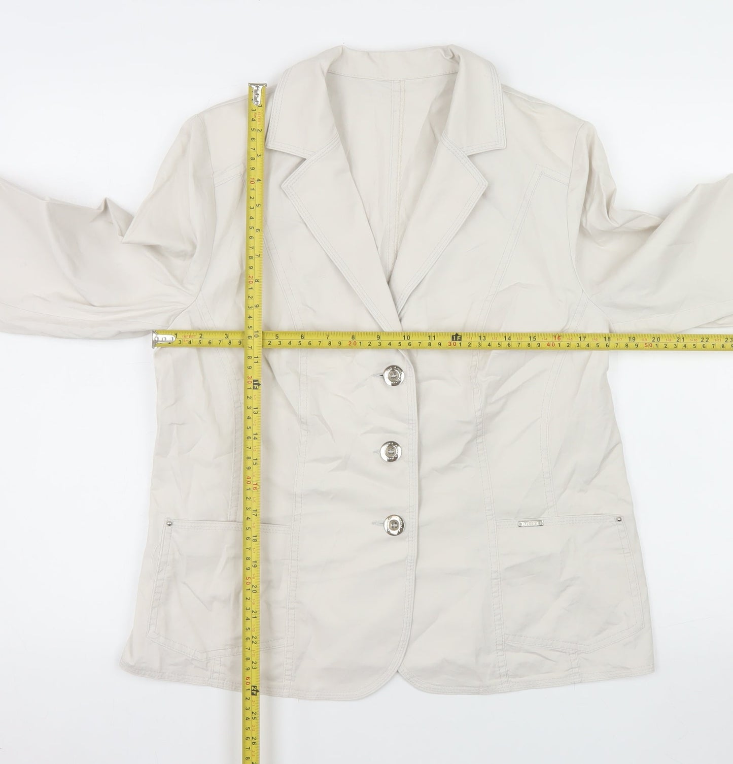 Artex-t Women Beige Cotton Blend Tailored Blazer UK 16