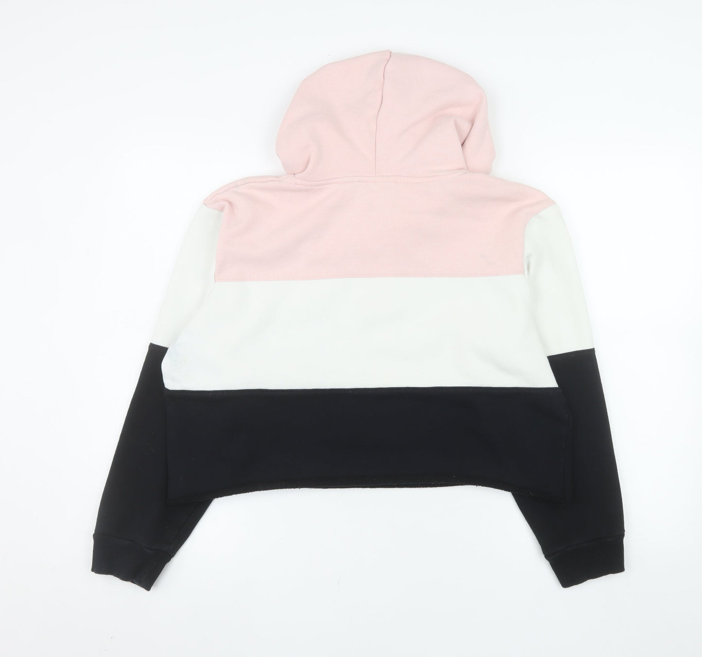 Fila Womens Pink Black Colourblock Cropped Hoodie Size 16 XL