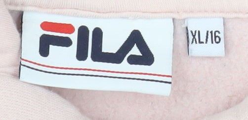 Fila Womens Pink Black Colourblock Cropped Hoodie Size 16 XL