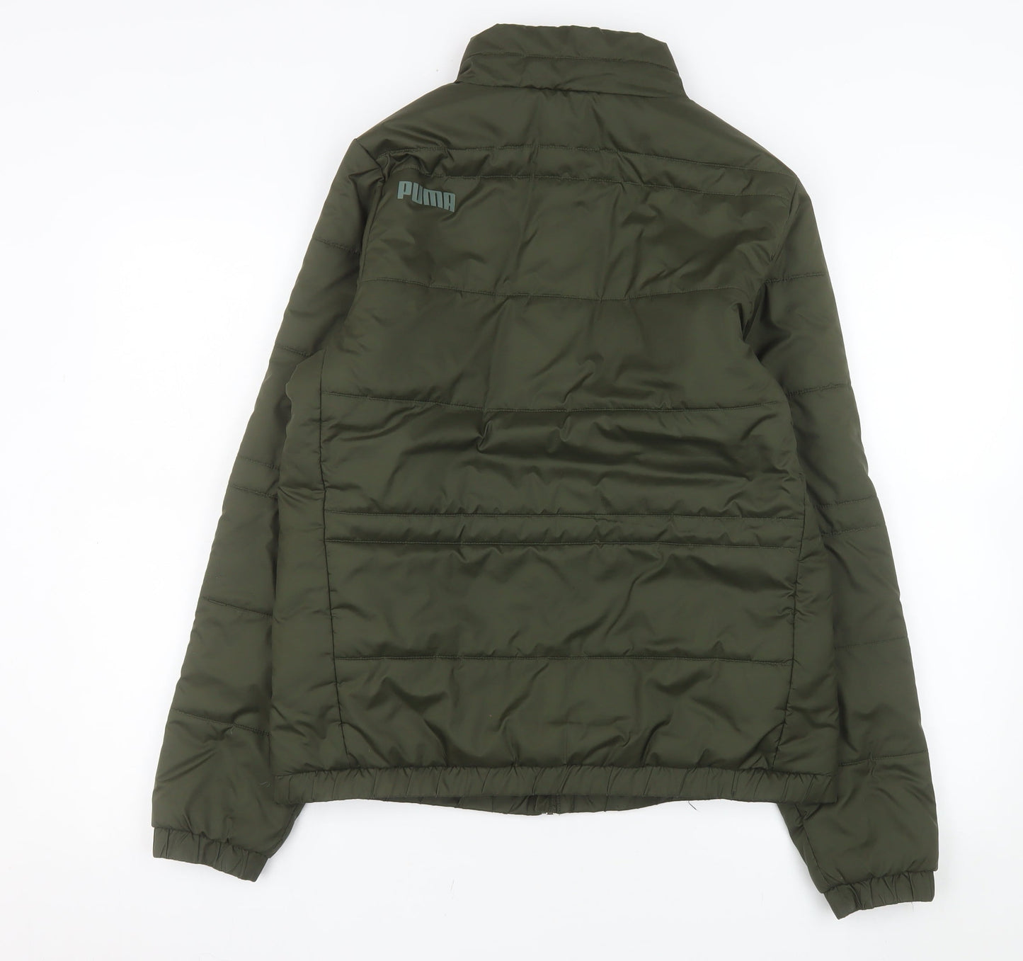 Puma Women Green Size 12 Puffer Jacket Full Zip Quilted Winter Coat