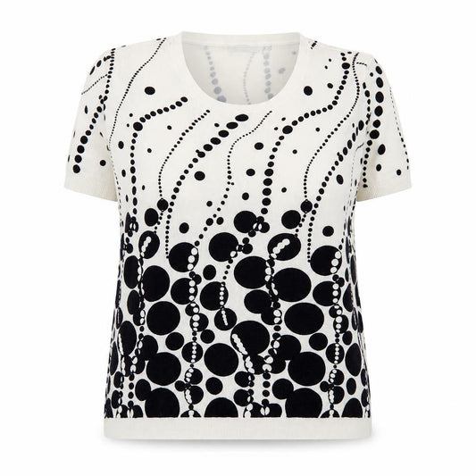 YOU YOU Women’s White Geometric Short Sleeve Stretch T-Shirt Size XL