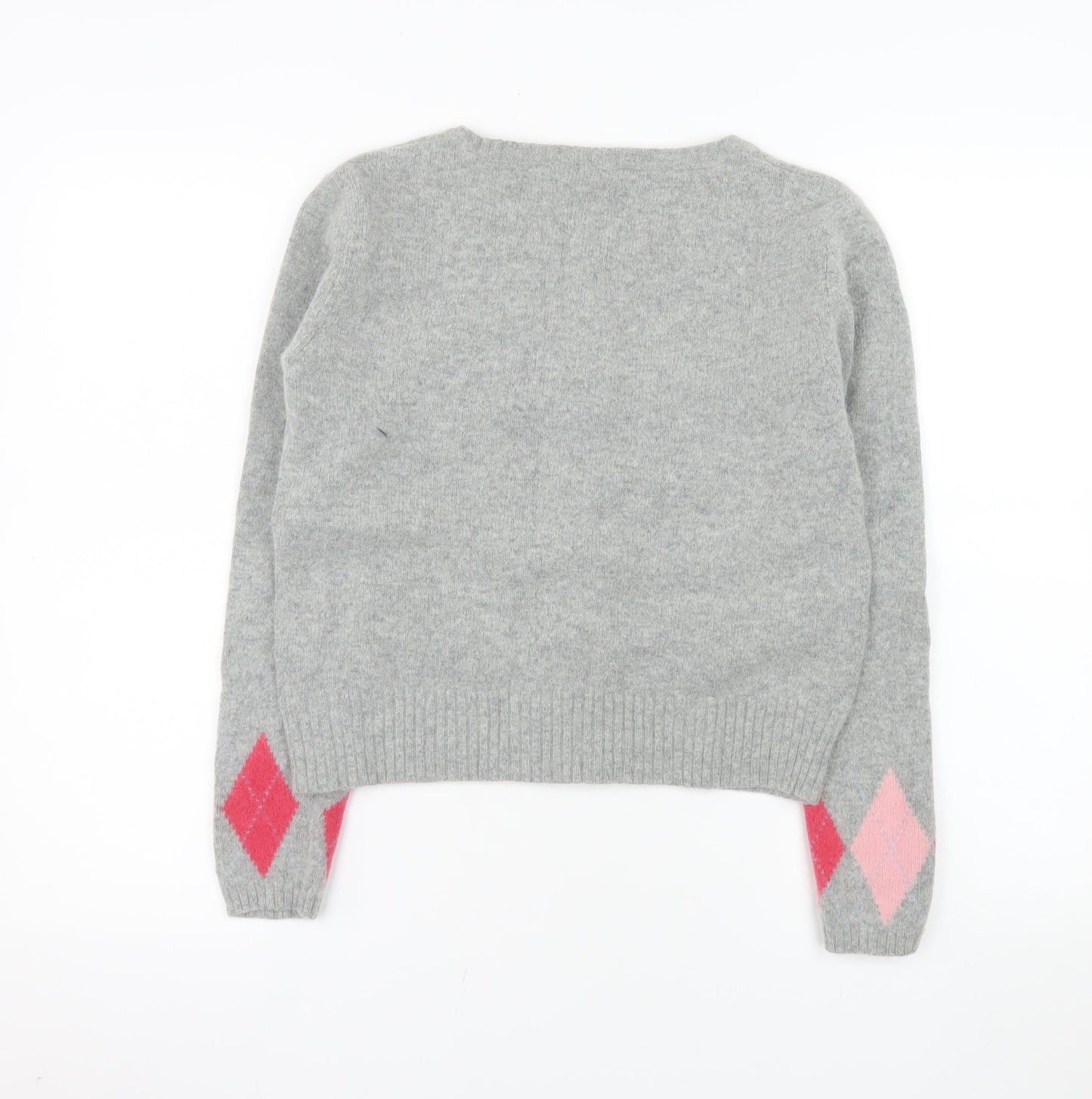 Dunnes Stores Women Grey Argyle Cardigan Size 16 Wool Blend
