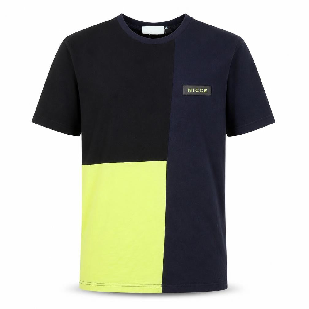 NICCE Men’s Blue Colourblock Cotton Crew Neck T-Shirt Size S