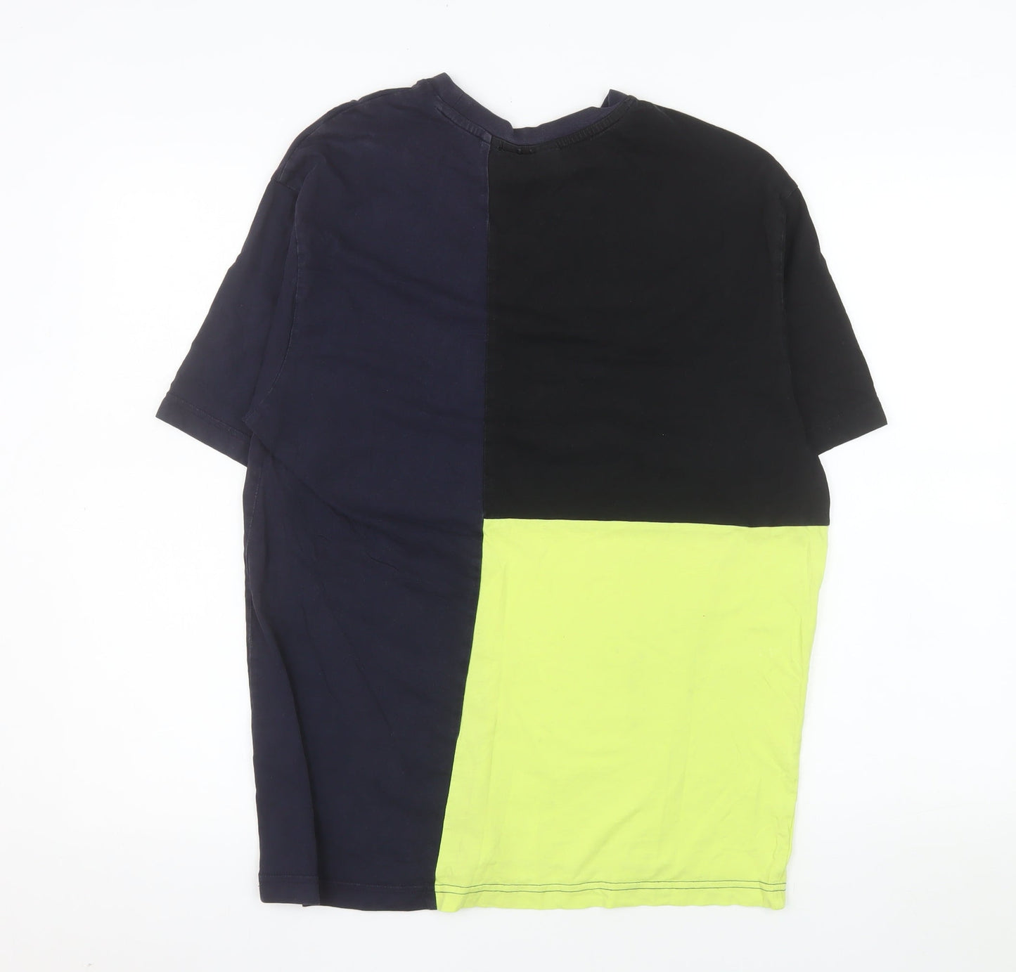 Nicce Men’s Blue Colourblock Cotton Crew Neck T-Shirt Size S