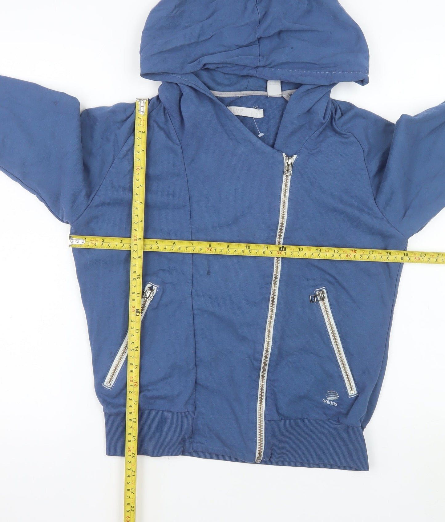 Adidas SLVR Women's Blue Hooded Zip Cotton Jacket Size M