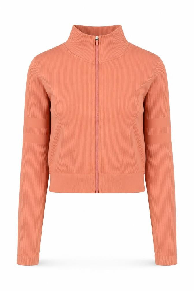 GYMGODDESS Womens Orange Cropped Zip Jacket Size S Slim Fit