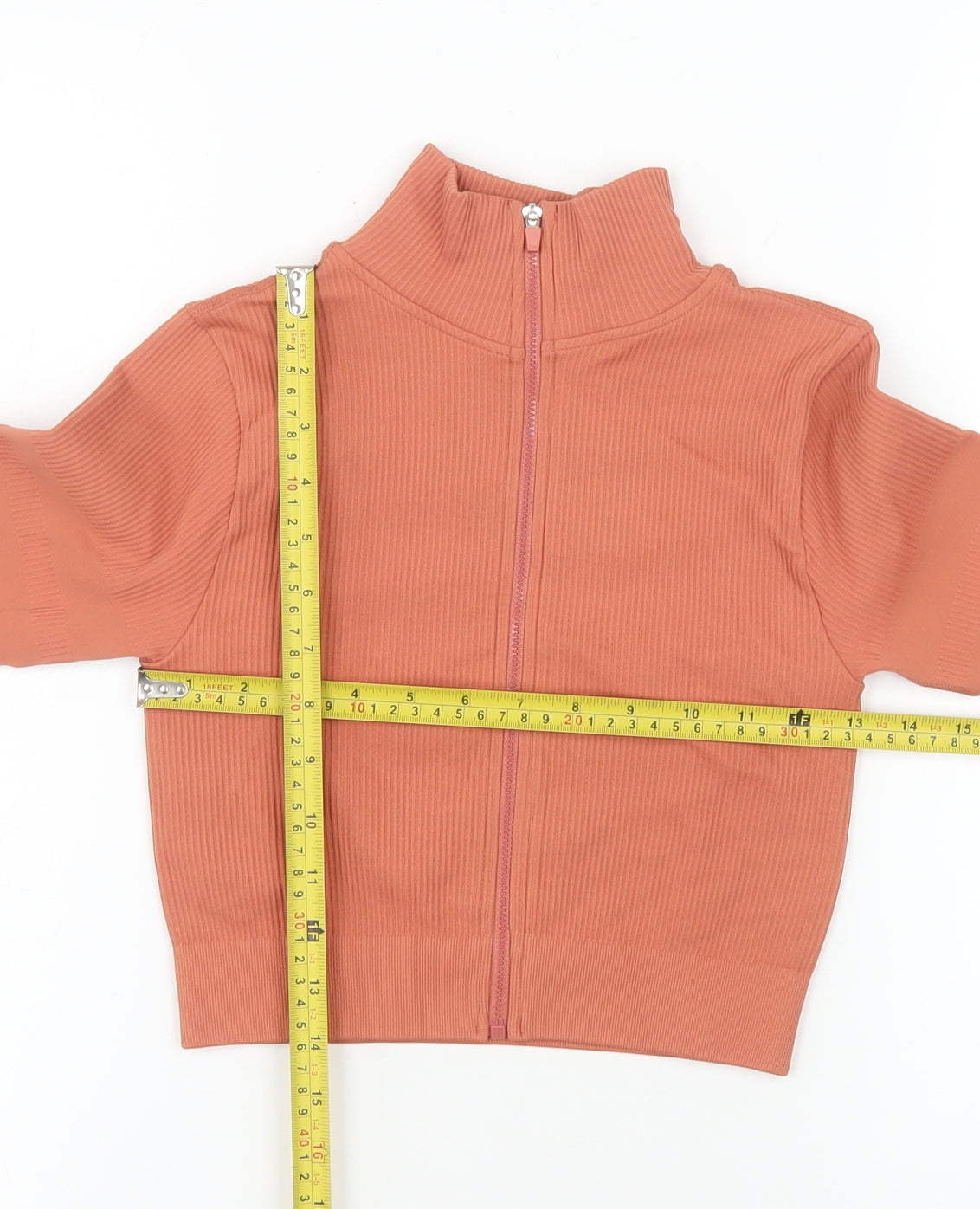 GYMGODDESS Womens Orange Cropped Zip Jacket Size S Slim Fit