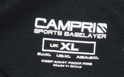 Campri Men's Black XL Long Sleeve Sports Base Layer Top