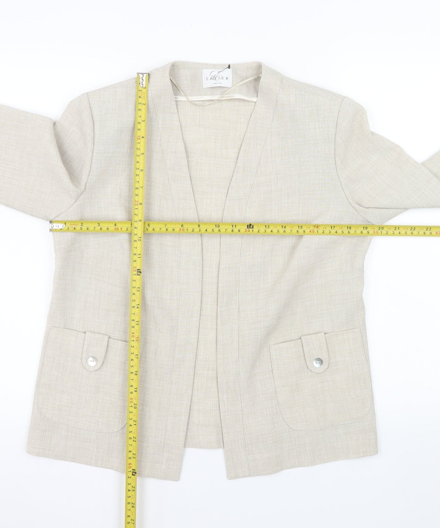Eastex Women Beige Regular Fit Open Front Suit Jacket UK 10