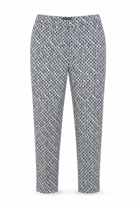 Warehouse Women’s Grey Geometric Slim Trousers Size 8 Cotton Blend