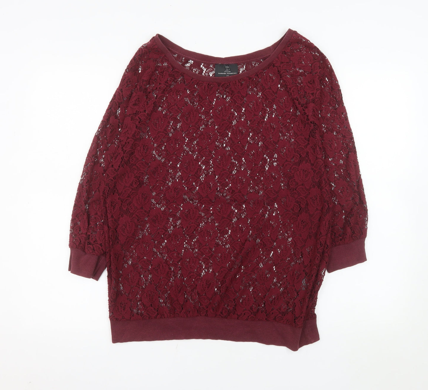 Next Women Red Lace 3/4 Sleeve Camisole Blouse Size 14