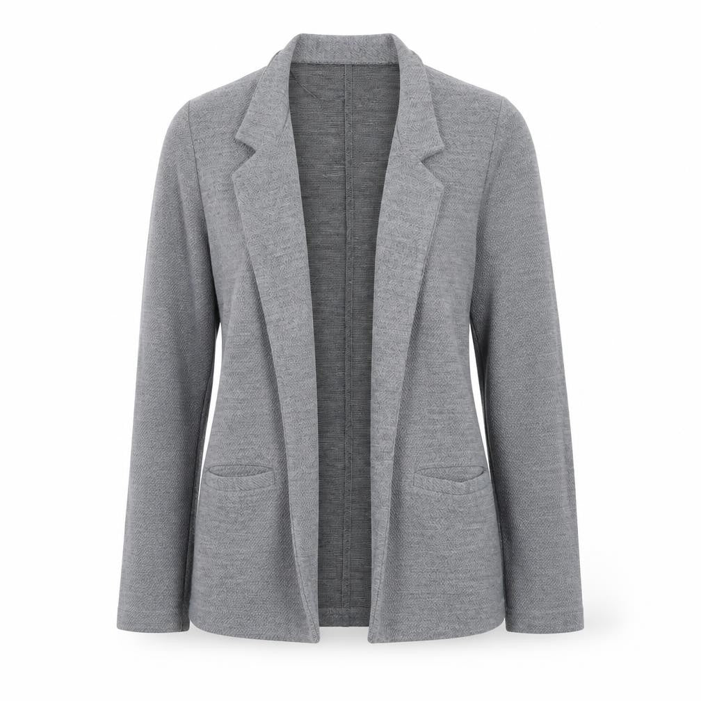 River Island Women Grey Size 10 Regular Long Sleeve Knit Blazer