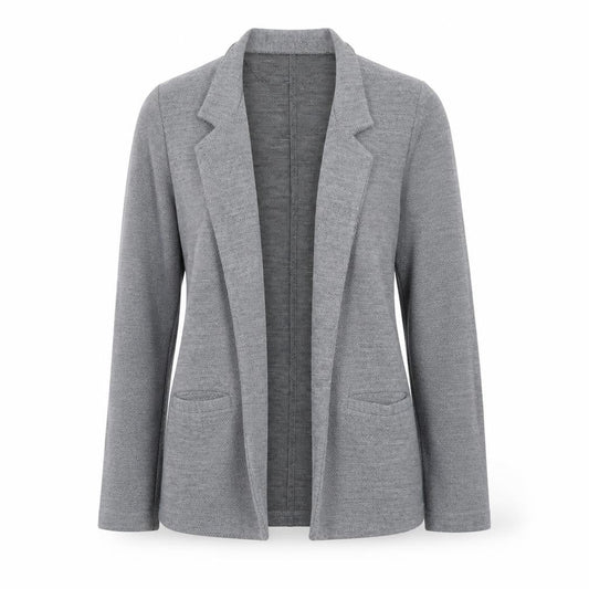River Island Women Grey Size 10 Regular Long Sleeve Knit Blazer