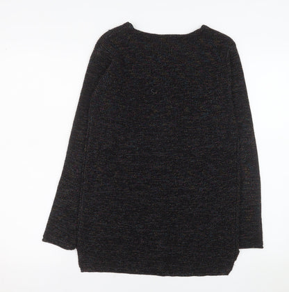 Additional front view of Papaya Women's Black V-Neck Knit Long Sleeve jumper, size S