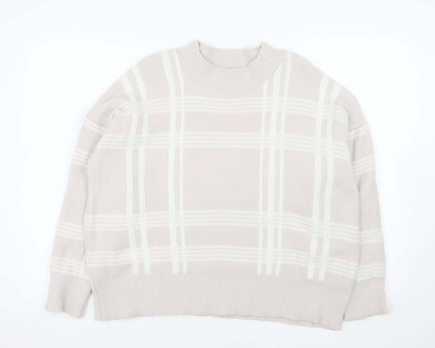 Nutmeg Women's Beige Check Knit Pullover Jumper Size 18