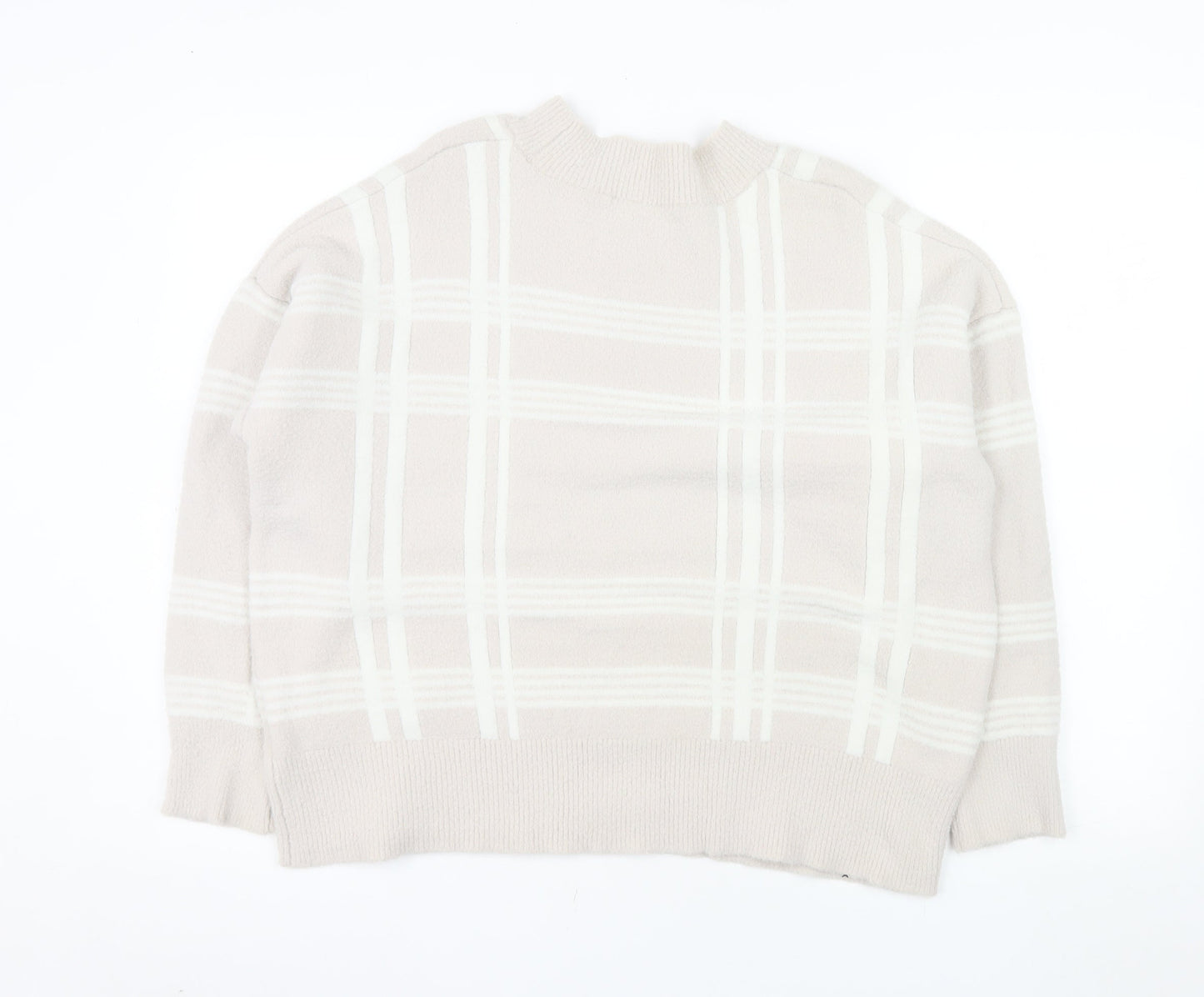 Nutmeg Women's Beige Check Knit Pullover Jumper Size 18