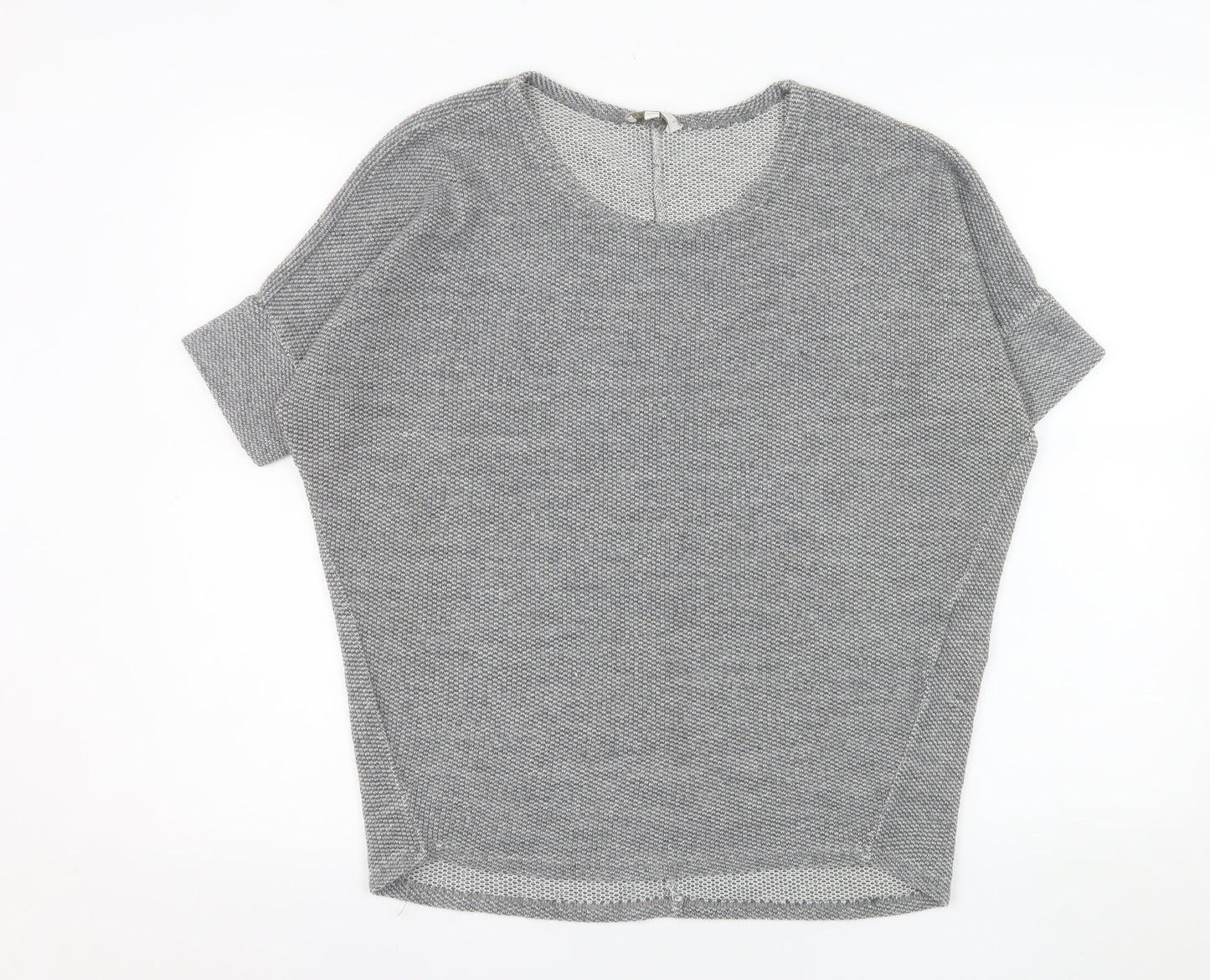 Apricot Women Grey Short Sleeve Knit Jumper S/M Relaxed Fit