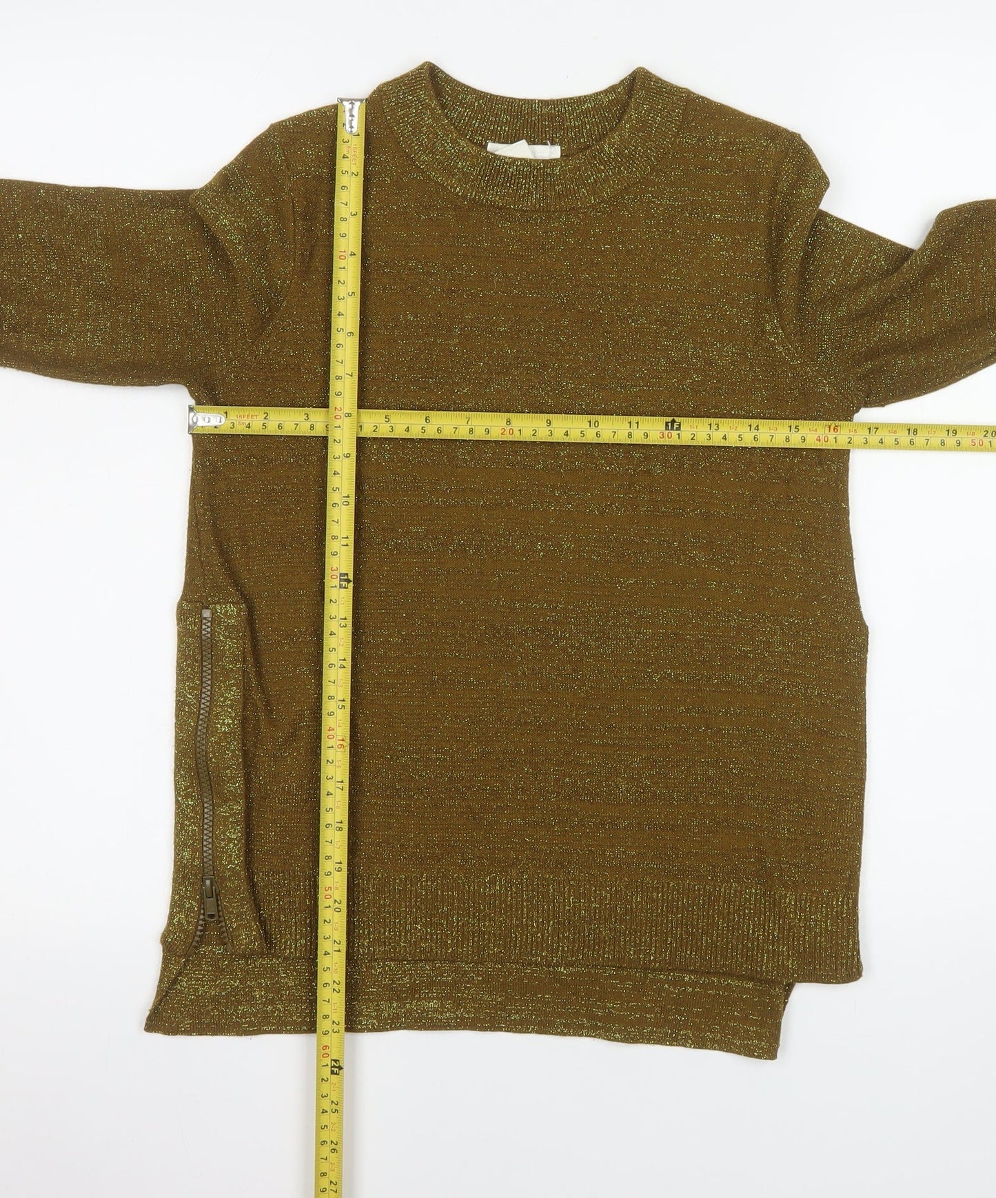 H&M Conscious Women's Gold XS Crew Neck Pullover Jumper