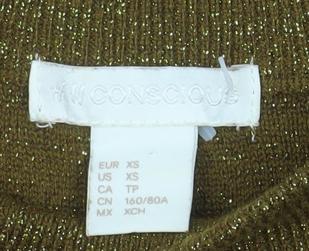 H&M Conscious Women's Gold XS Crew Neck Pullover Jumper
