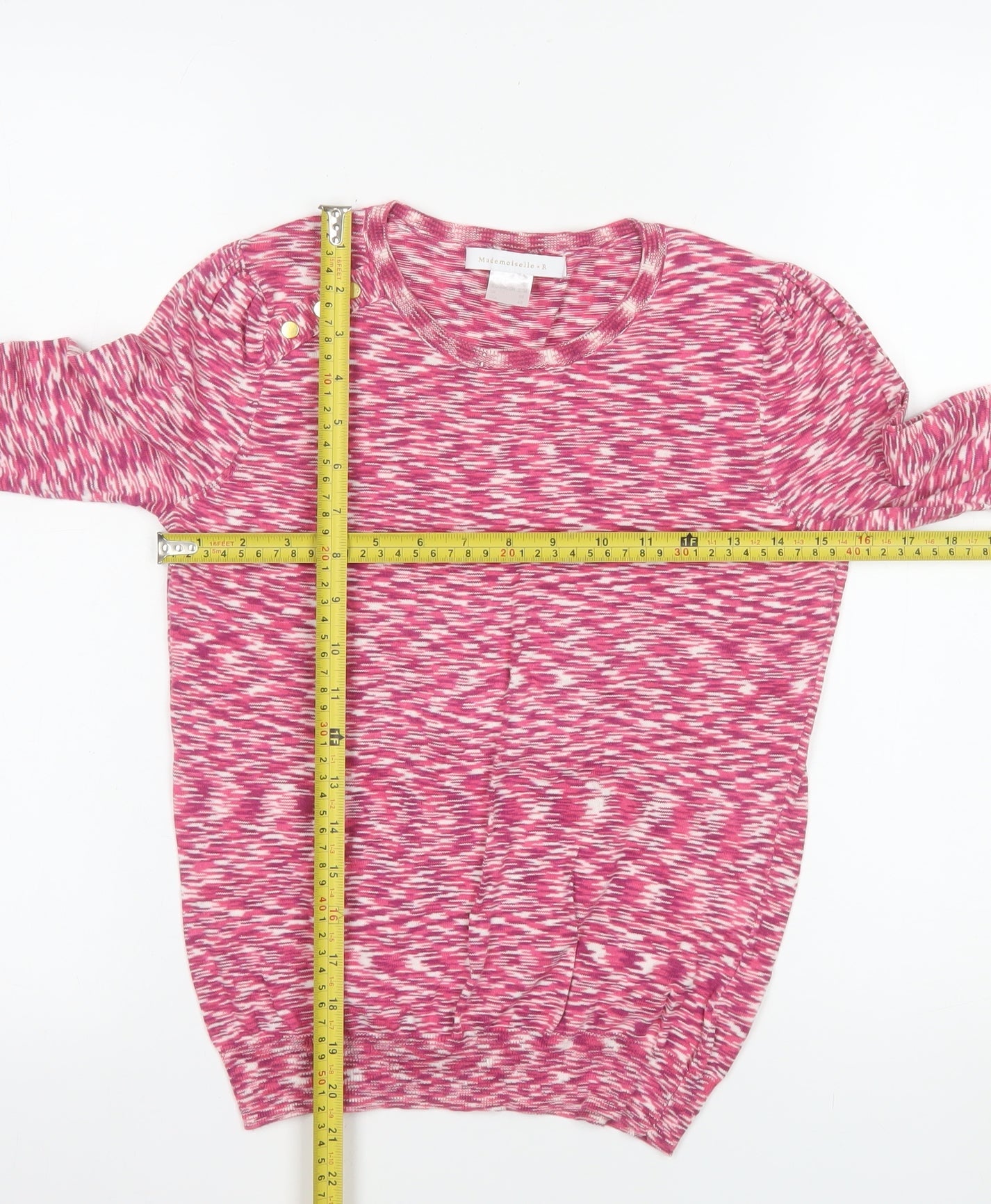 Mademoiselle R Women Pink Crew Neck Long Sleeve Knit Jumper Size 8