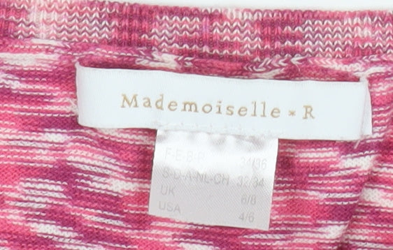 Mademoiselle R Women Pink Crew Neck Long Sleeve Knit Jumper Size 8