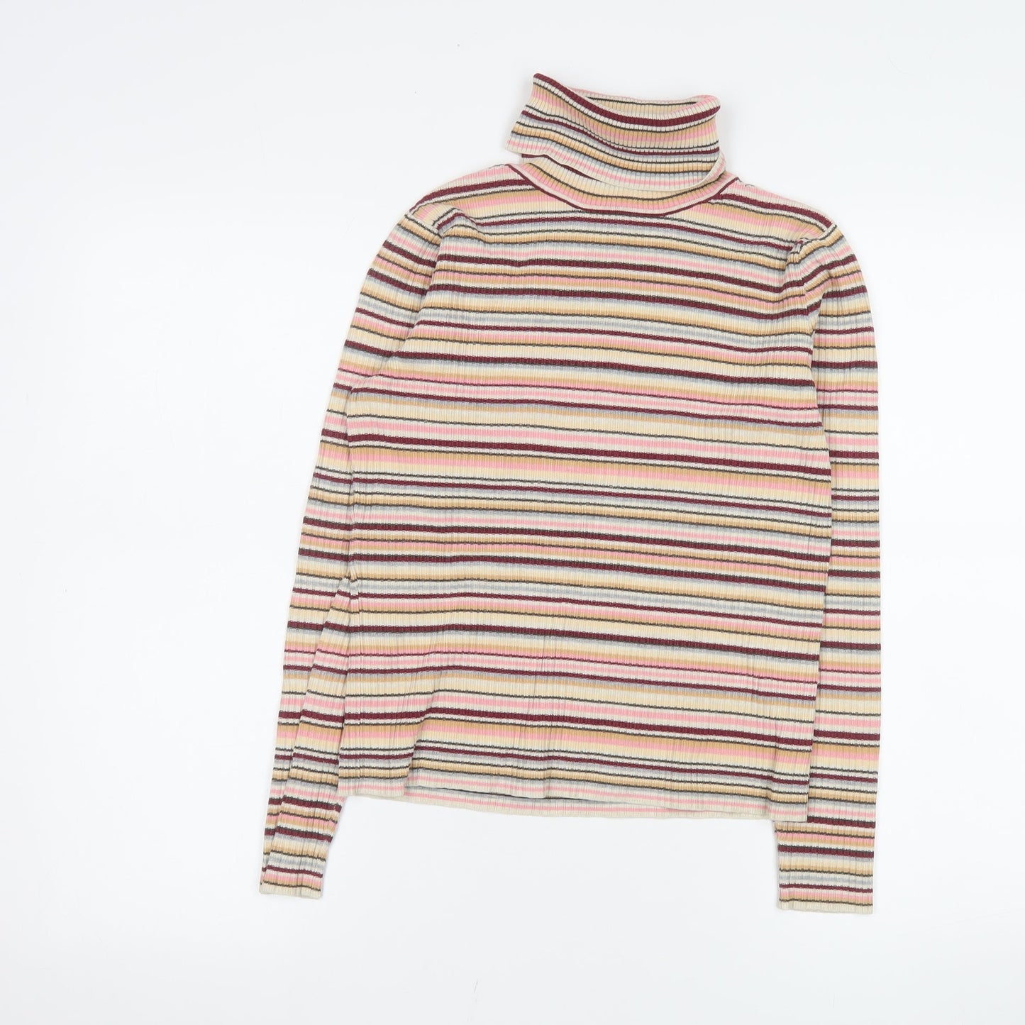 Valerie Stevens Women’s Multicoloured Striped Roll Neck Long Sleeve Top S