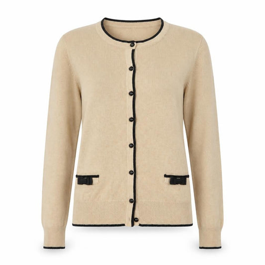 Debenhams The Collection Womens Beige Cardigan Size 12 Bow Trim