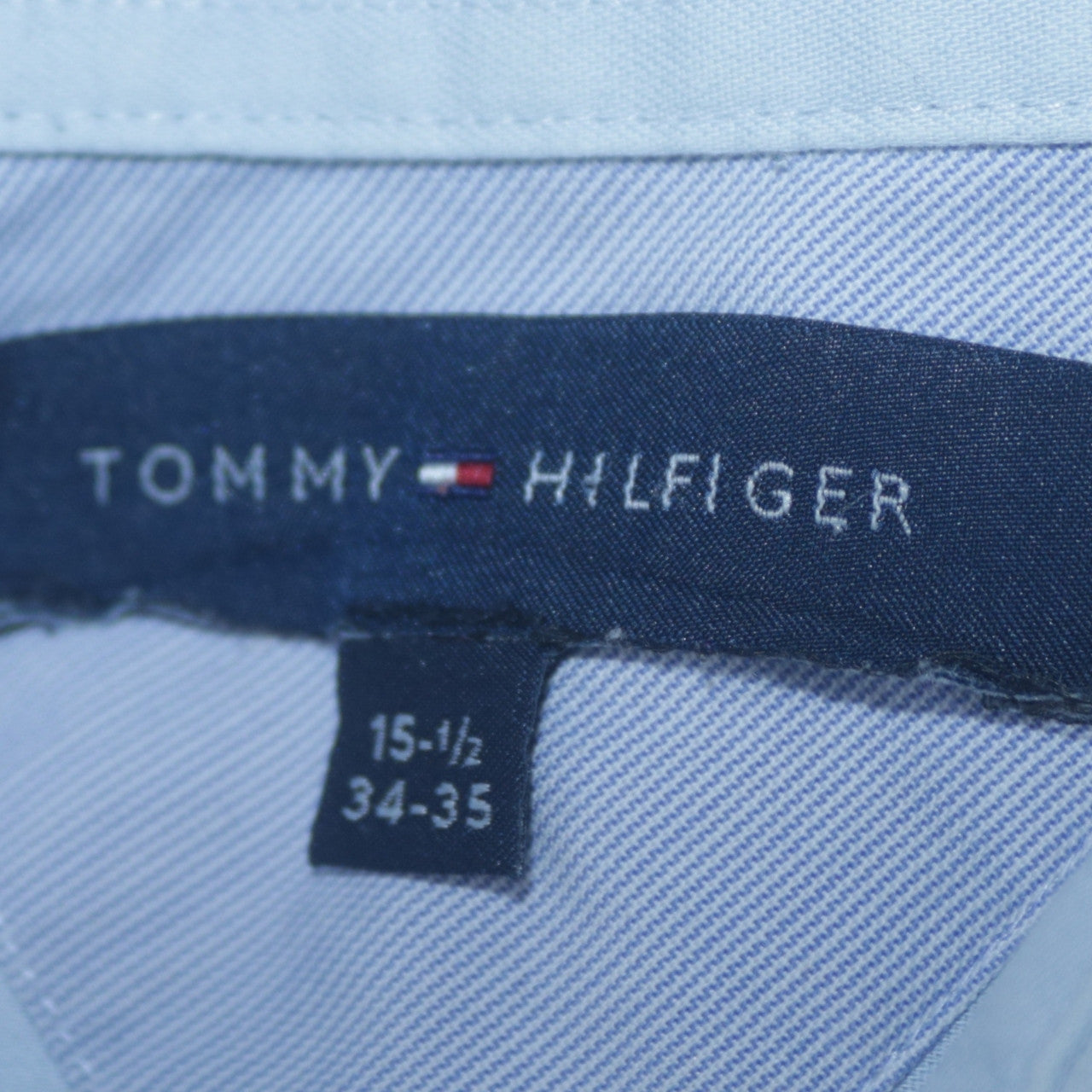 Tommy Hilfiger Men’s Light Blue Cotton Long Sleeve Button-Up Shirt 15.5