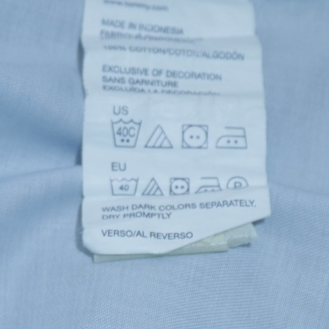 Tommy Hilfiger Men’s Light Blue Cotton Long Sleeve Button-Up Shirt 15.5