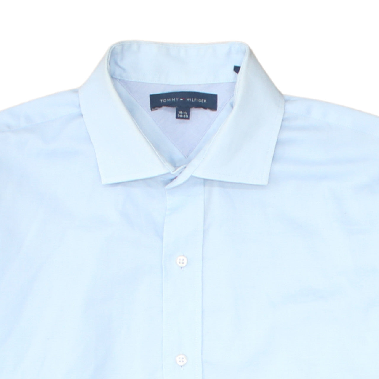 Tommy Hilfiger Men’s Light Blue Cotton Long Sleeve Button-Up Shirt 15.5