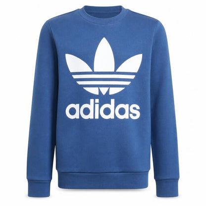 Front view of adidas boys’ blue 13-14 years pullover crew neck logo sweatshirt