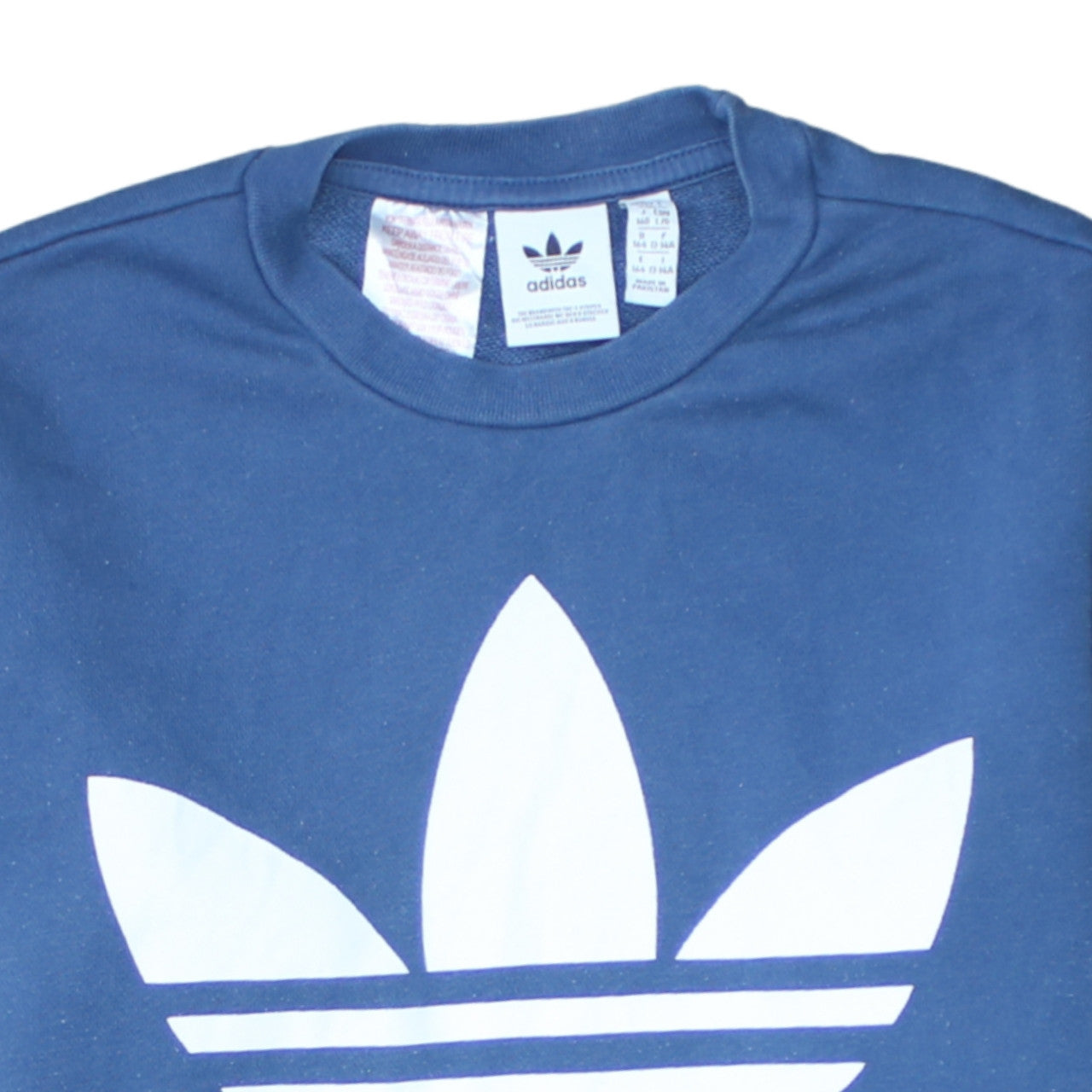 adidas Boys Blue 13-14 Years Pullover Crew Neck Logo Sweatshirt