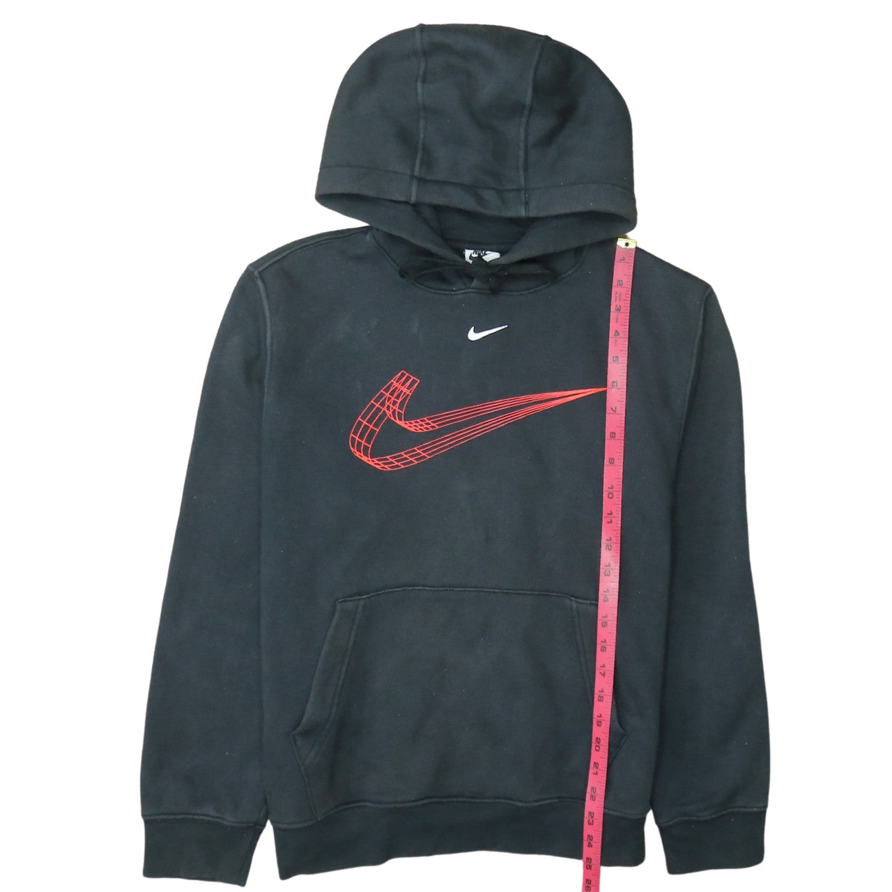 Nike Men's Black Small Pullover Hoodie with Red Logo Graphic
