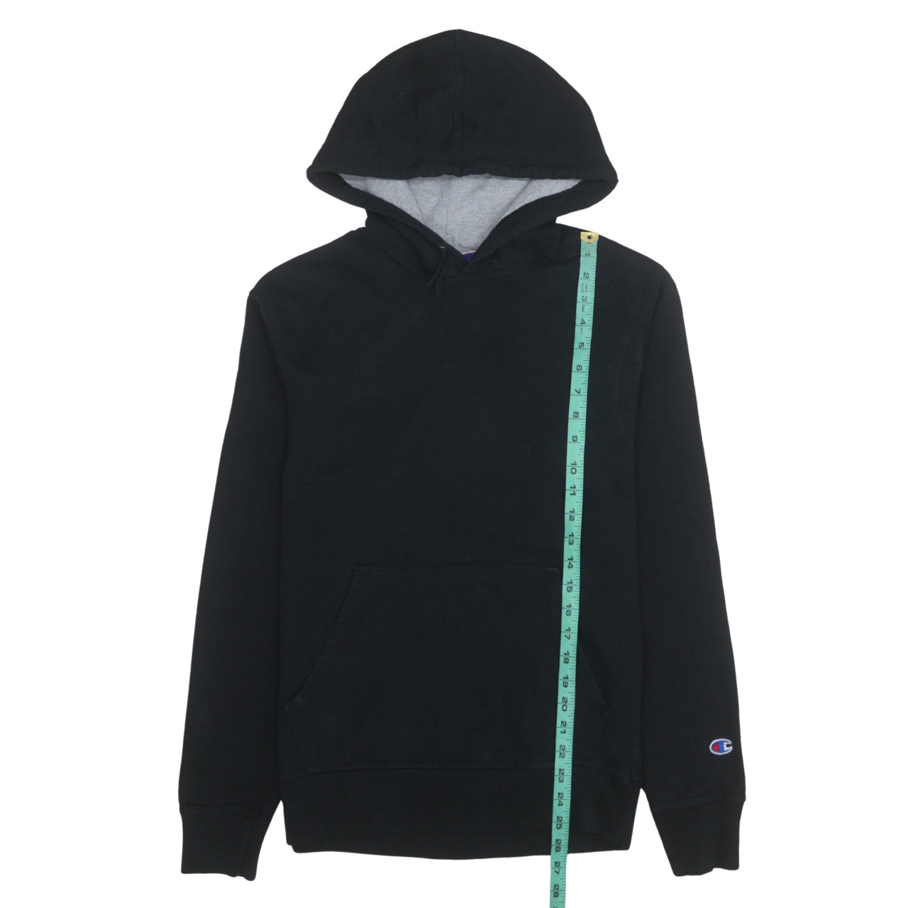 Champion Men Black Pullover Hoodie Small Logo Fleece Sportswear