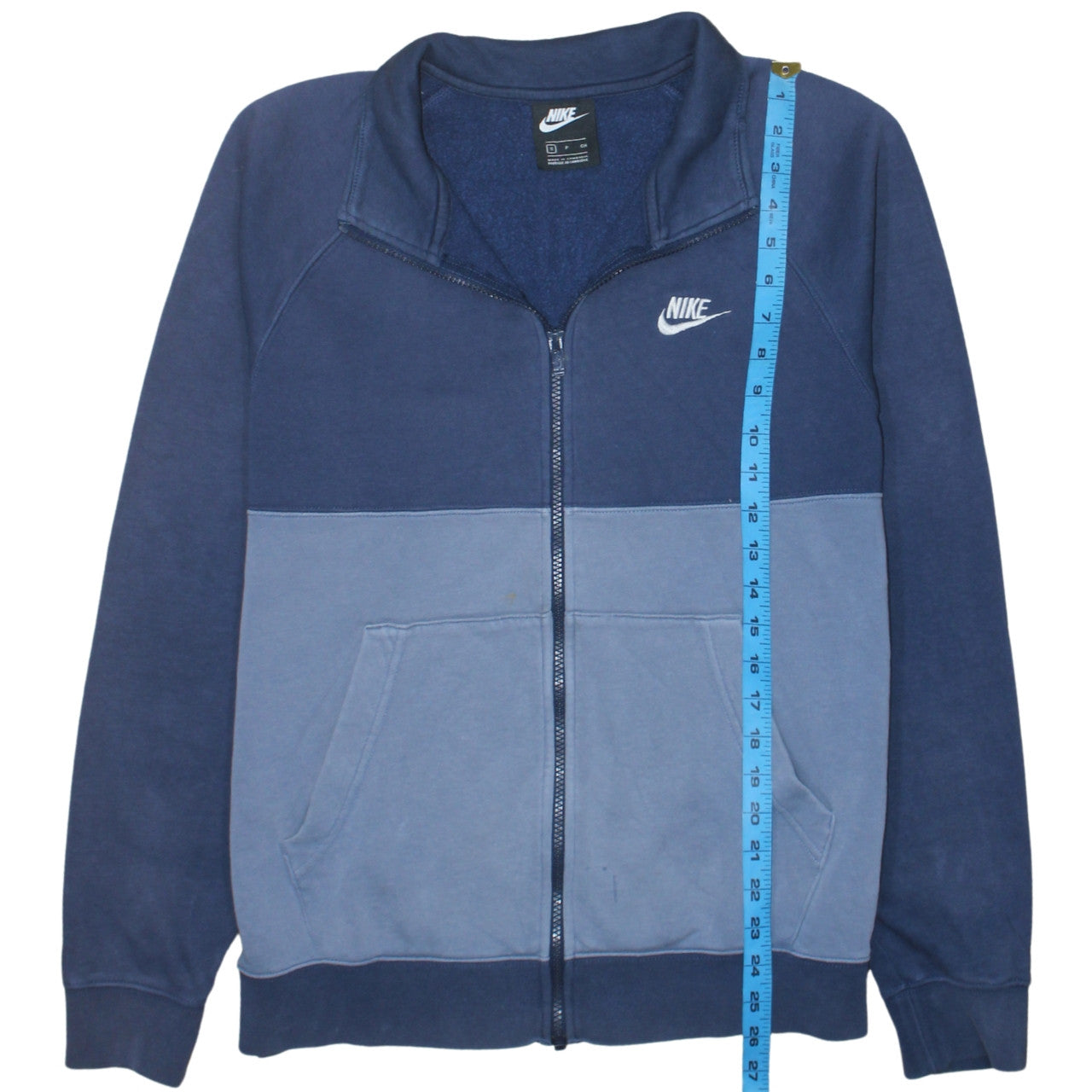Nike Men's Blue Full Zip Sweatshirt S Fleece Cotton Blend
