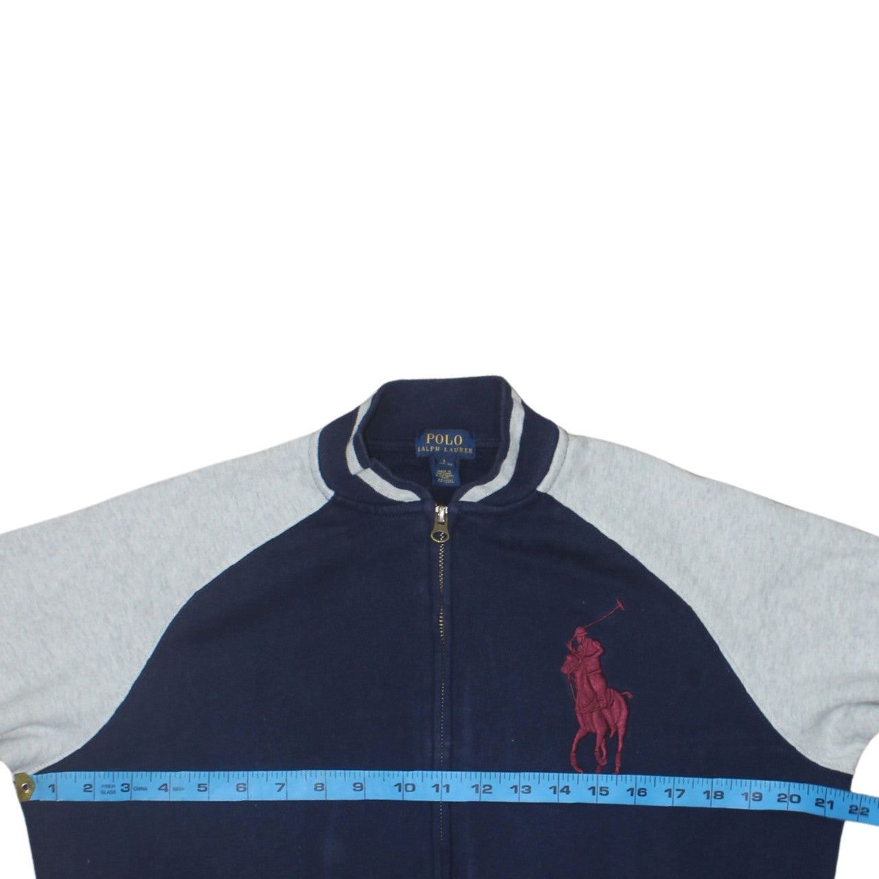 Ralph Lauren Boys Blue & Grey Full Zip Sweatshirt L Embroidered Logo
