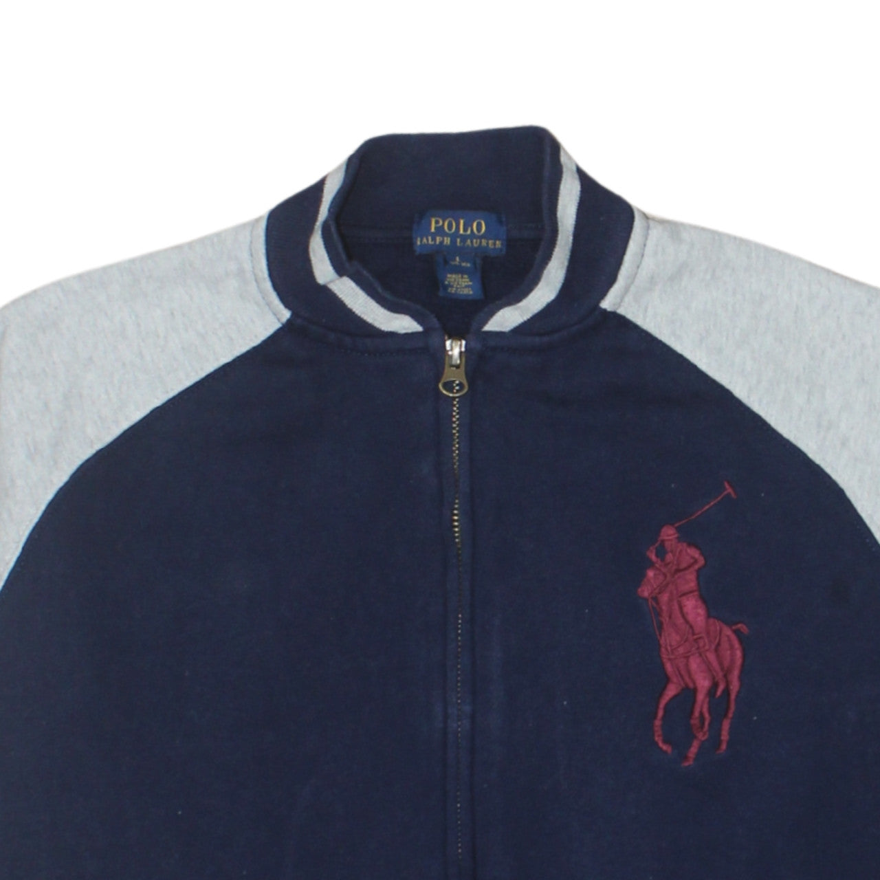 Ralph Lauren Boys Blue & Grey Full Zip Sweatshirt L Embroidered Logo