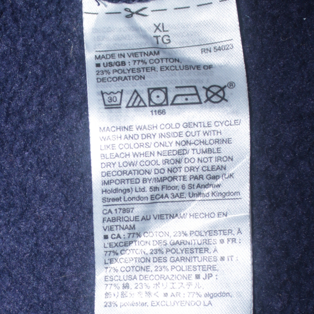 GAP Mens Blue XL Pullover Hoodie Logo Fleece Sweatshirt