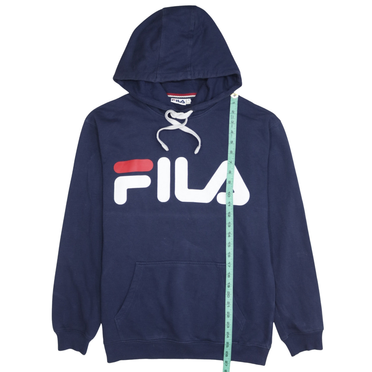 FILA Men's Blue Pullover Hoodie Small Logo Sportswear Sweatshirt