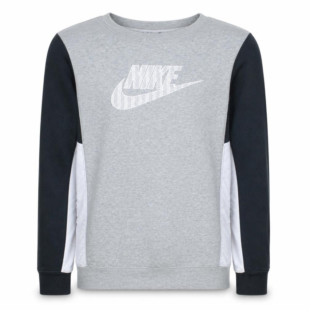 Nike Boys Grey XL Colourblock Crew Neck Pullover Sweatshirt