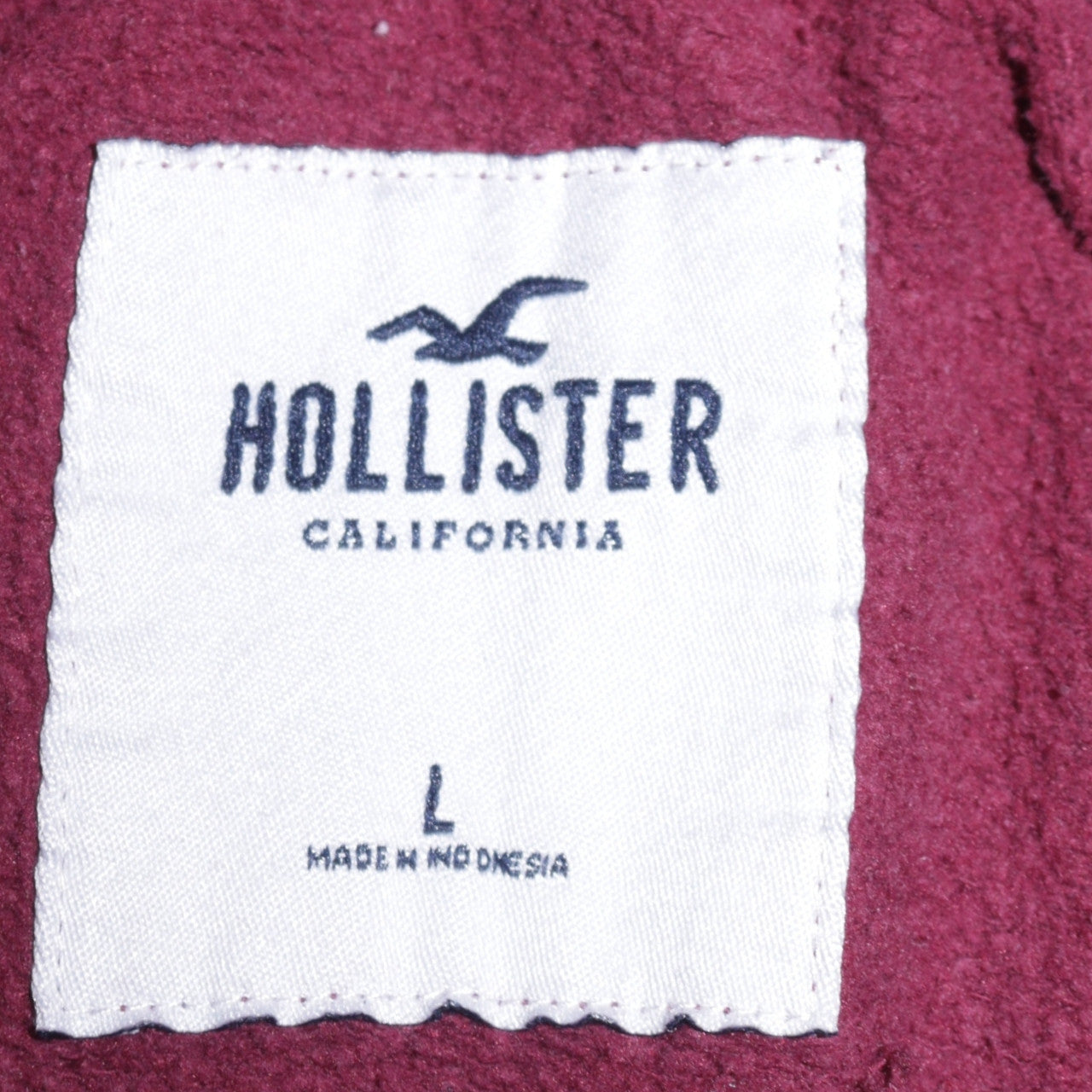 Hollister Women Burgundy Pullover Hoodie L Cotton Blend Butterfly Print