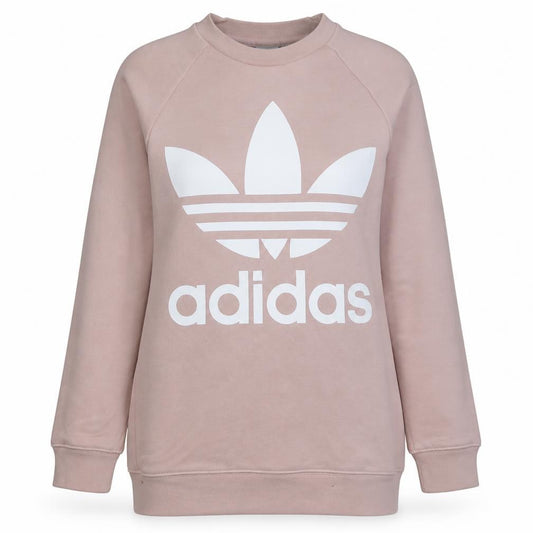 Adidas Womens Pink Crew Neck Pullover Sweatshirt UK 6 XS Logo Print