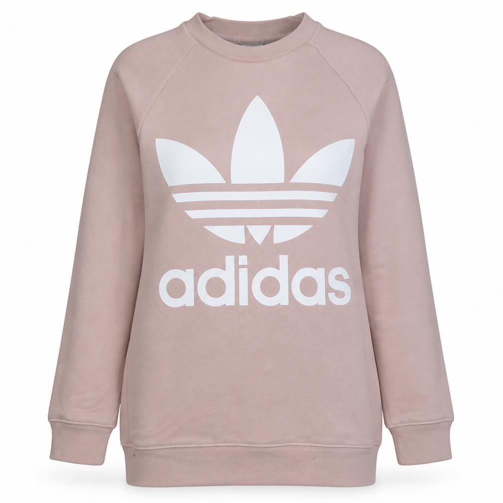 Adidas Womens Pink Crew Neck Pullover Sweatshirt UK 6 XS Logo Print