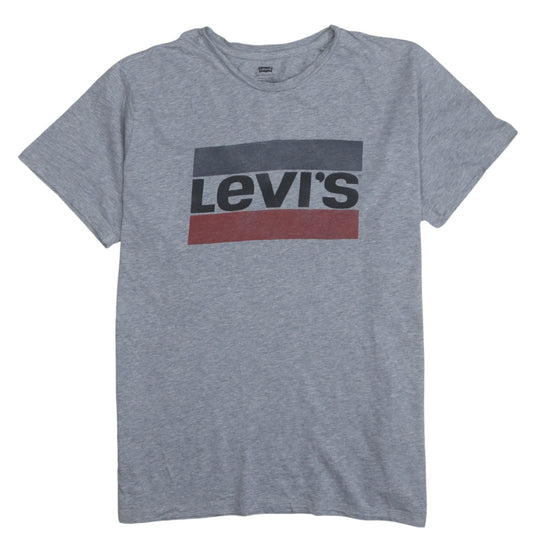 Levi's Men's Grey Graphic Logo Crew Neck Cotton T-Shirt L