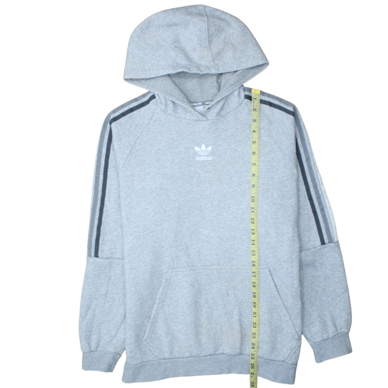 Adidas Mens Grey Pullover Hoodie Small Logo Fleece Sweatshirt