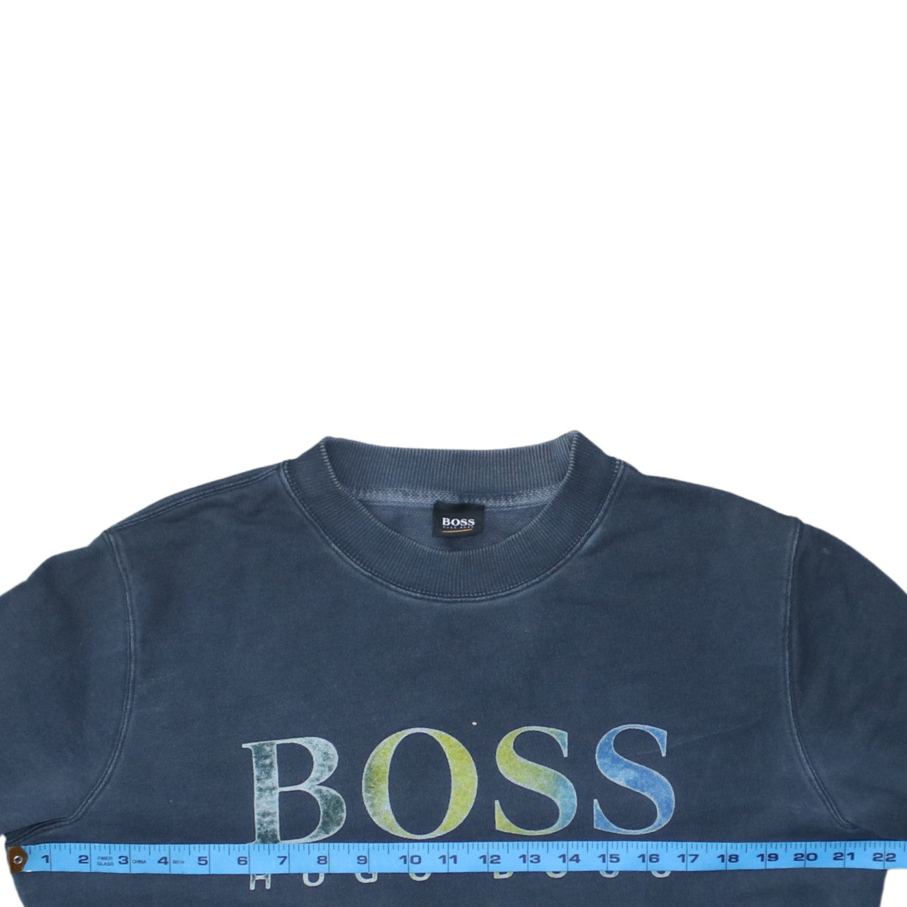 Hugo Boss Men's Blue Logo Crew Neck Cotton Sweatshirt Size M